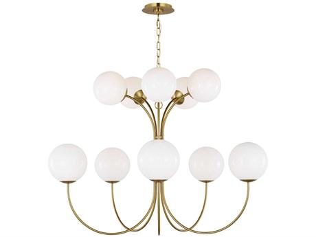 Visual Comfort Studio Noemie 10-Light Burnished Brass Globe Tiered Chandelier