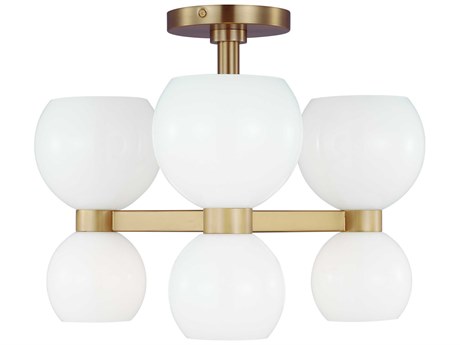 Visual Comfort Studio Londyn 6-Light Burnished Brass Semi Flush Mount