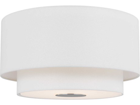 Visual Comfort Studio Sawyer 3-Light Polished Nickel Drum Flush Mount