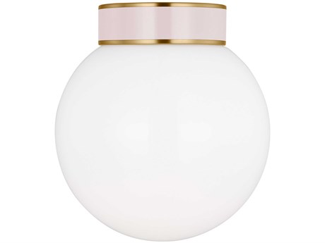 Visual Comfort Studio Monroe 1-Light Burnished Brass Blush Pink Globe Flush Mount