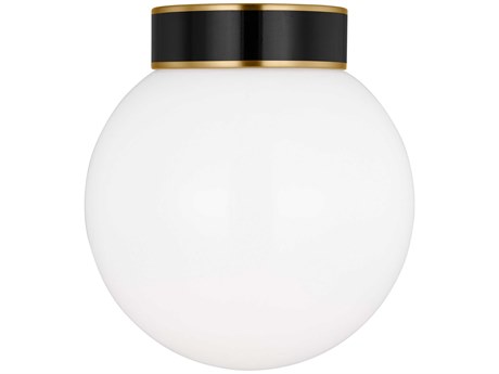 Visual Comfort Studio Monroe 1-Light Burnished Brass Black Globe Flush Mount