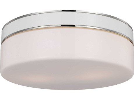 Visual Comfort Studio Monroe 2-Light Polished Nickel Drum Flush Mount