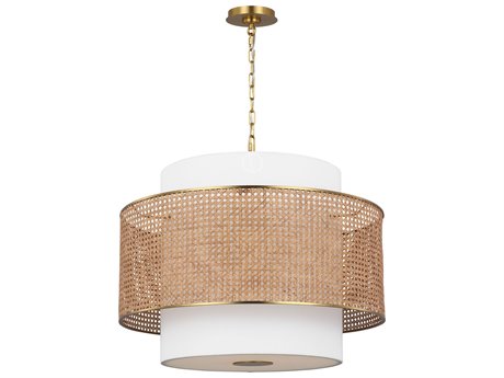 Visual Comfort Studio Sawyer 3-Light Blonde Rattan Brown Pendant