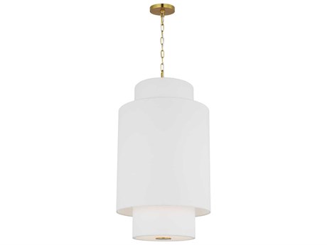 Visual Comfort Studio Sawyer 1-Light Burnished Brass White Pendant