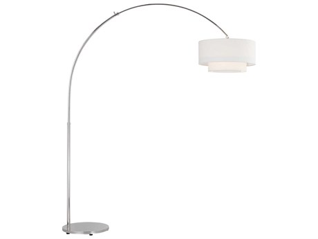 Visual Comfort Studio Sawyer Polished Nickel White Linen Fabric Floor Lamp