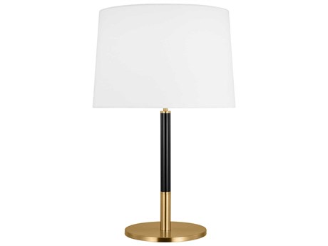 Visual Comfort Studio Monroe Burnished Brass Black White Linen Fabric Buffet Lamp