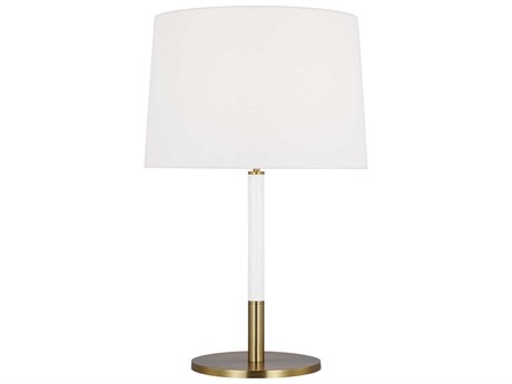 Visual Comfort Studio Monroe Burnished Brass Gloss White Linen Fabric Buffet Lamp