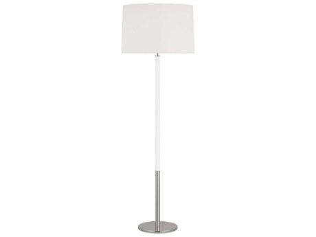Visual Comfort Studio Monroe Polished Nickel Gloss White Linen Fabric Floor Lamp
