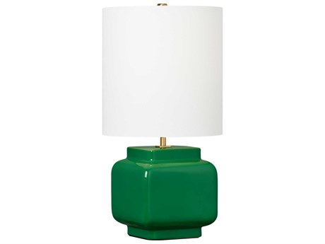 Visual Comfort Studio Anderson Green White Linen Table Lamp