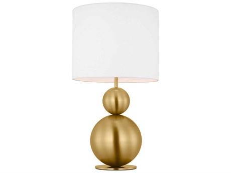 Visual Comfort Studio Suki Burnished Brass White Linen Table Lamp