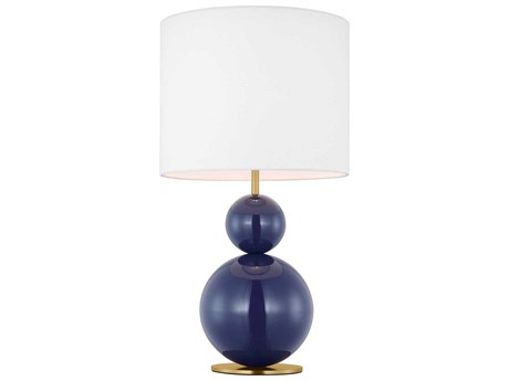Visual Comfort Studio Suki Navy White Linen Blue Table Lamp