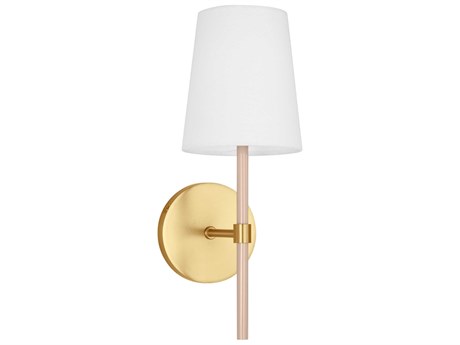 Visual Comfort Studio Monroe 1-Light Burnished Brass Blush Pink Wall Sconce