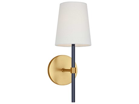 Visual Comfort Studio Monroe 1-Light Burnished Brass Navy Blue Wall Sconce