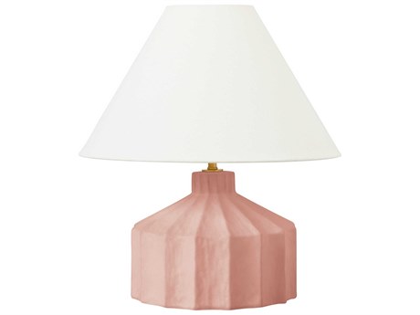 Visual Comfort Studio Veneto Dusty Rose White Linen Fabric Pink Table Lamp