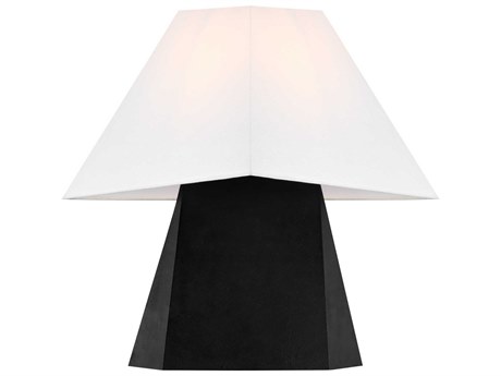 Visual Comfort Studio Herrero Aged Iron White Linen Fabric Black Table Lamp