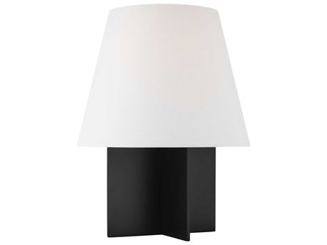 Visual Comfort Studio Blocco Midnight Black White Linen Fabric Table Lamp