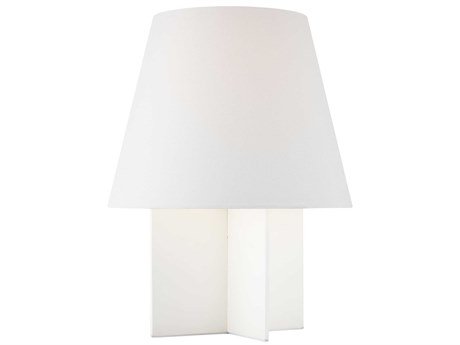 Visual Comfort Studio Blocco Soft Linen White Fabric Table Lamp