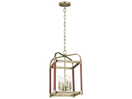 Visual Comfort Studio Hadley 4-Light Time Worn Brass Lantern Chandelier