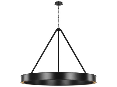 Visual Comfort Studio Leonard 1-Light Aged Iron Black Round Pendant
