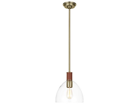 Visual Comfort Studio Hadley 1-Light Time Worn Brass Dome Mini Pendant