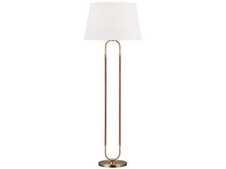 Visual Comfort Studio Katie Time Worn Brass White Linen Fabric Floor Lamp