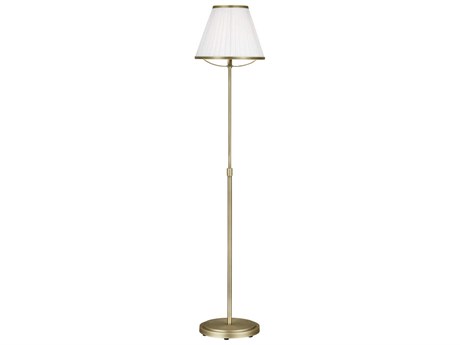 Visual Comfort Studio Esther Time Worn Brass White Linen Pleated Fabric Floor Lamp