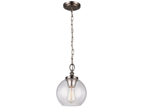 Visual Comfort Studio Tabby 1-Light Brushed Steel Globe Mini Pendant