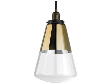 Visual Comfort Studio Waveform 1-Light Painted Aged Brass Dark Weathered Zinc Mini Pendant