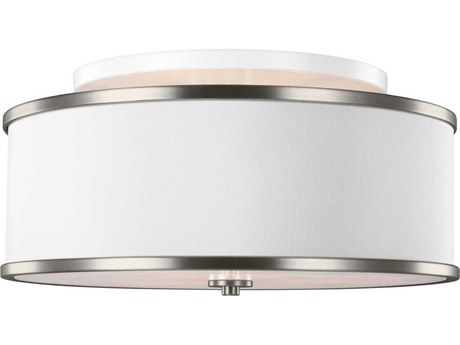 Visual Comfort Studio Lennon 3-Light Satin Nickel Drum Flush Mount