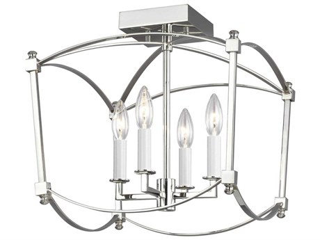 Visual Comfort Studio Thayer 4-Light Polished Nickel Semi Flush Mount