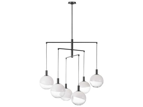 Visual Comfort Studio Torian 6-Light Aged Iron Black Globe Chandelier