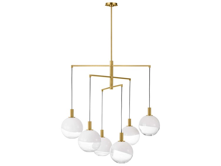 Photos - Chandelier / Lamp Wide Visual Comfort Studio Torian 6-Light Burnished Brass Globe Chandelier SLC1036BBS