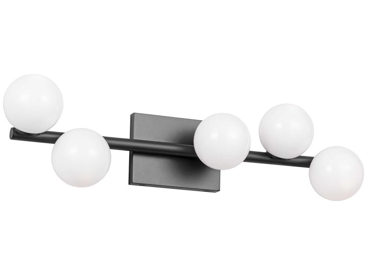 Photos - Chandelier / Lamp Wide Visual Comfort Studio Altair 5-Light Aged Iron Black Vanity Light SLW1055AI 
