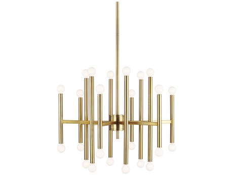 Visual Comfort Studio Beckham Modern 24-Light Burnished Brass Cylinder Chandelier