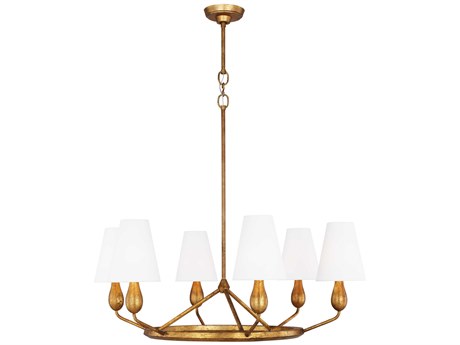 Visual Comfort Studio Ziba 6-Light Antique Gild Gold Chandelier