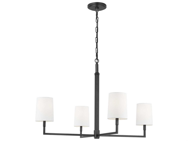 Photos - Chandelier / Lamp Wide Visual Comfort Studio Danica 4-Light Aged Iron Black Candelabra Cylinder Chandelier TC1224AI 