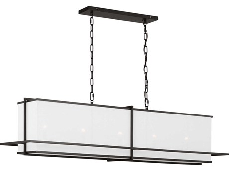 Visual Comfort Studio Dresden 5-Light Aged Iron Black Linear Island Pendant