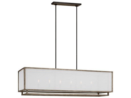 Visual Comfort Studio Brockway 6-Light Weathered Oak Wood Island Pendant