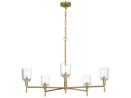 Visual Comfort Studio Hartley 5-Light Burnished Brass Candelabra Chandelier