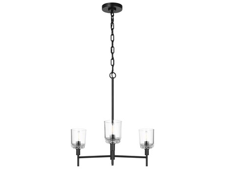 Visual Comfort Studio Hartley 3-Light Aged Iron Black Candelabra Chandelier