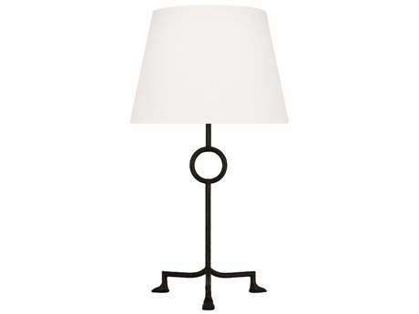 Visual Comfort Studio Montour Aged Iron White Linen Fabric Black Buffet Lamp