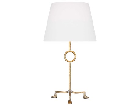 Visual Comfort Studio Montour Coastal Gild White Linen Fabric Gold Buffet Lamp