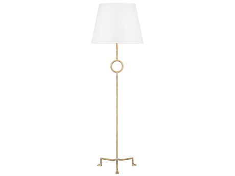 Visual Comfort Studio Montour Coastal Gild White Linen Fabric Gold Floor Lamp