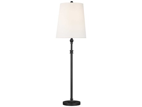 Visual Comfort Studio Capri Aged Iron White Linen Fabric Black Buffet Lamp