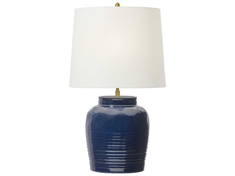 Visual Comfort Studio Selena Mix Blue Brown White Linen Fabric Buffet Lamp