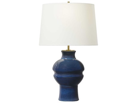 Visual Comfort Studio Nova Mix Blue Brown White Linen Fabric Buffet Lamp