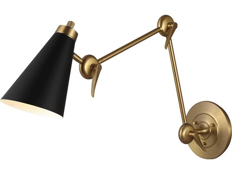 Visual Comfort Studio Signoret 1-Light Burnished Brass Swing Wall Sconce