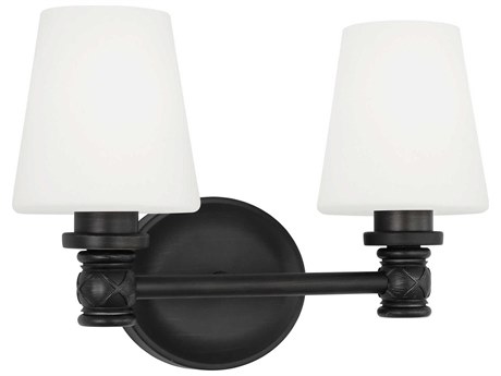 Visual Comfort Studio Xavierre 2-Light Aged Iron Black Vanity Light