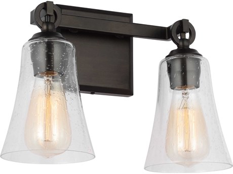 Visual Comfort Studio Monterro 2-Light Aged Iron Black Vanity Light