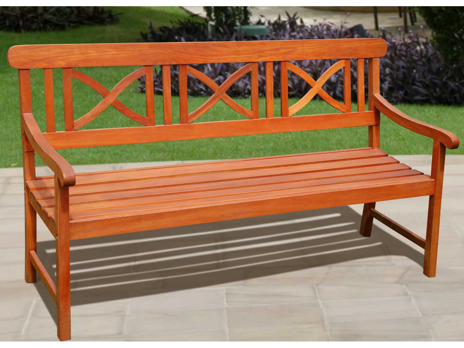vifah eucalyptus wood x-back design 61 x 23.5 garden bench